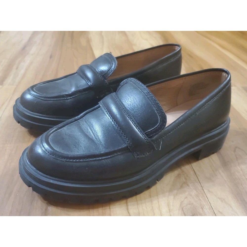 Madewell Size 8 The Bradley Lug Sole Loafers Black Preppy Chunky